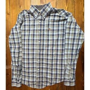 Cinch Western Shirt Mens Small Blue Tan Plaid Button Down